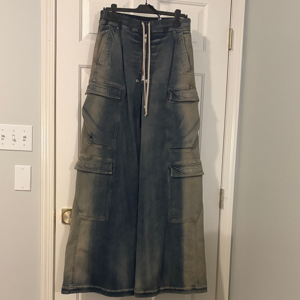 Rick Owens Runway Double Cargo Jumbo Bela Drawstring Denim